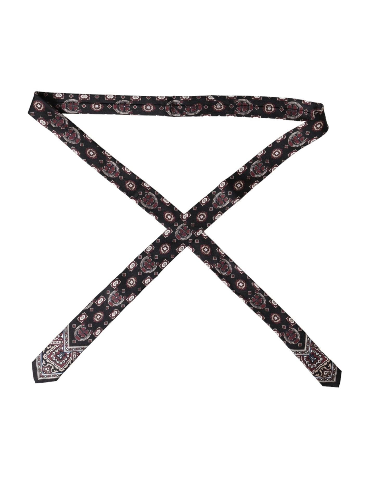 Dolce &amp; Gabbana – Verstellbare Herrenkrawatte aus 100 % Seide mit schwarzem Aufdruck