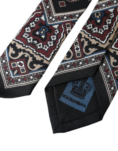 Dolce &amp; Gabbana – Verstellbare Herrenkrawatte aus 100 % Seide mit schwarzem Aufdruck