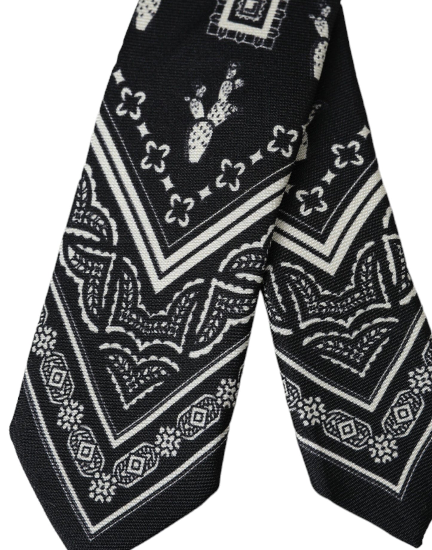 Dolce &amp; Gabbana – Verstellbare Krawatte aus 100 % Seide mit schwarzem Muster