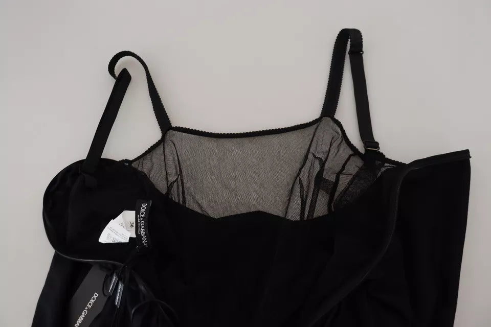 Dolce &amp; Gabbana Schwarzes Etui-Midikleid aus Wolle, Wickelkleid