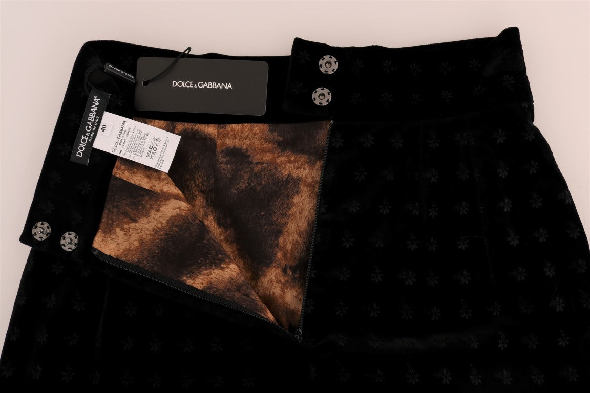 Dolce &amp; Gabbana Dunkelgrüner Bleistiftrock aus Barocksamt