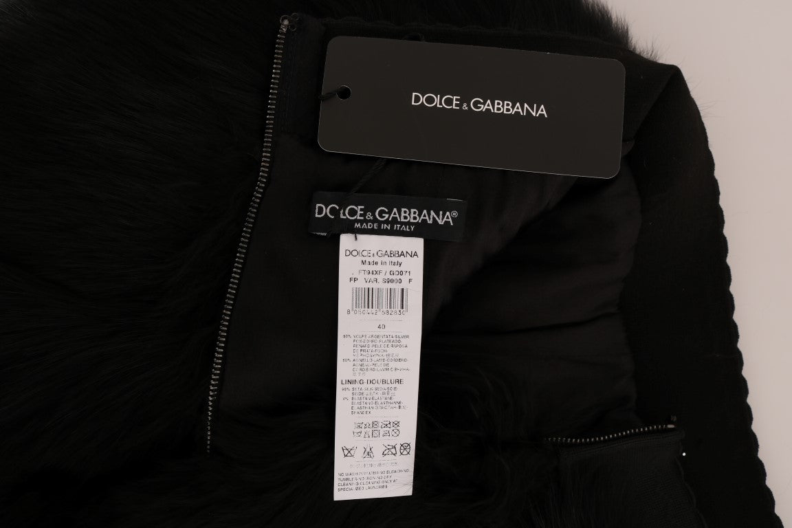 Dolce &amp; Gabbana – Schwarze Mini-Hotpants aus Lammfuchspelz