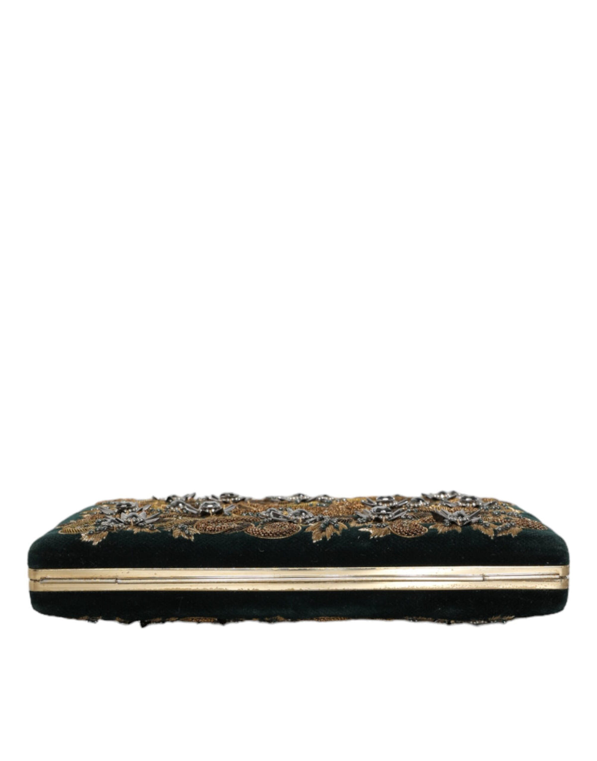 Dolce &amp; Gabbana Clutch aus schwarzem Samt mit Goldrahmen, Abendtasche für Partys