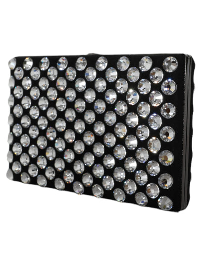 Dolce &amp; Gabbana Schwarze Samt-Clutch mit Kristallen für Abendpartys