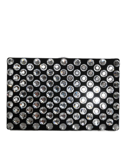Dolce &amp; Gabbana Schwarze Samt-Clutch mit Kristallen für Abendpartys