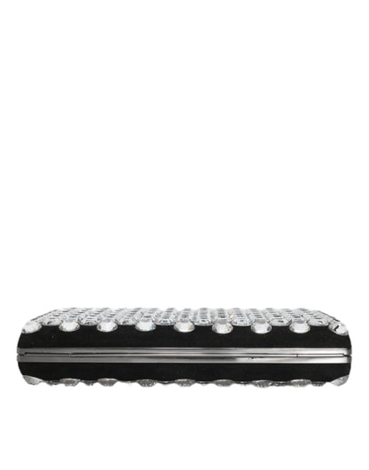Dolce &amp; Gabbana Schwarze Samt-Clutch mit Kristallen für Abendpartys