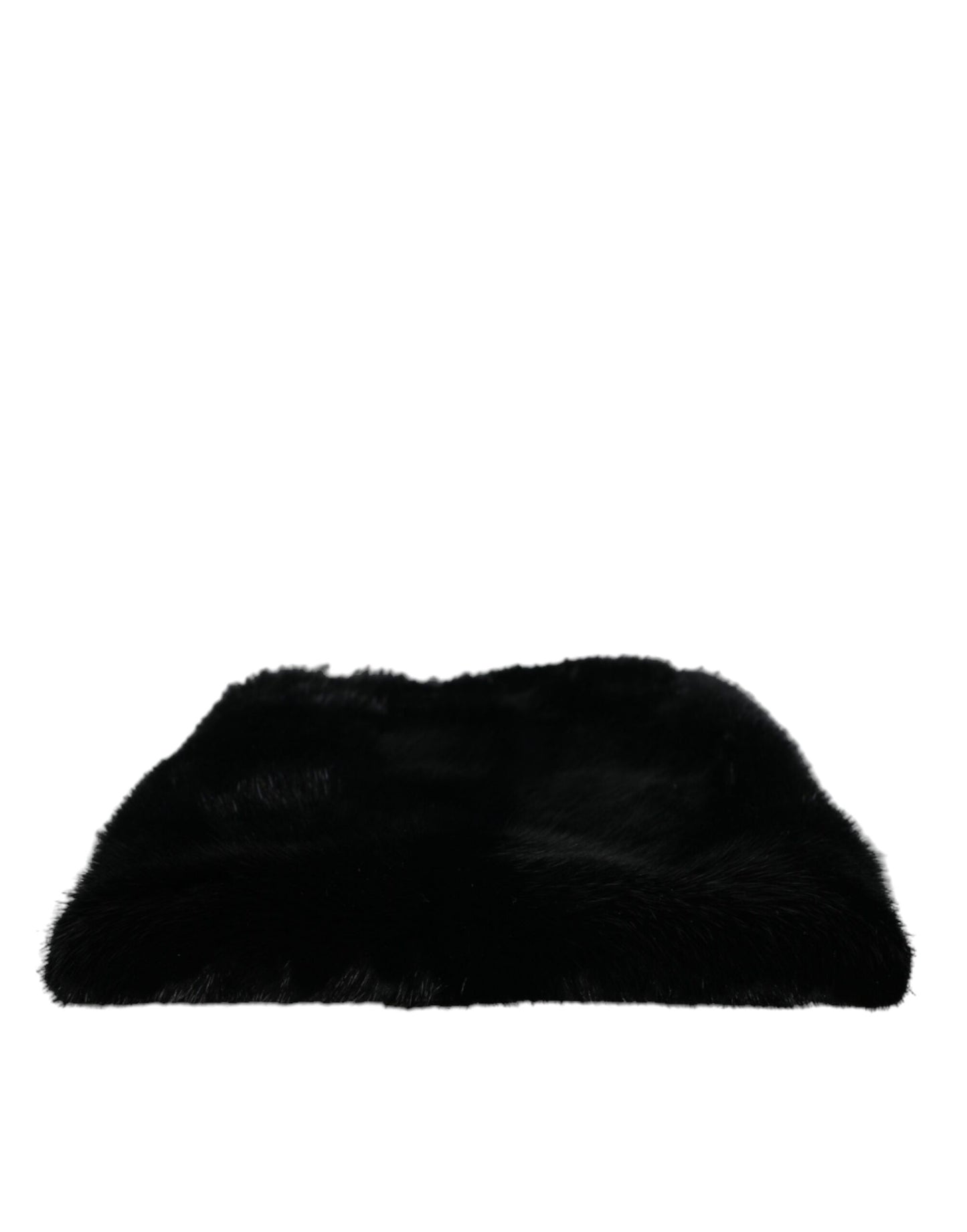 Dolce &amp; Gabbana – Umhängetasche mit silberner Kette und Kunstfell in Schwarz