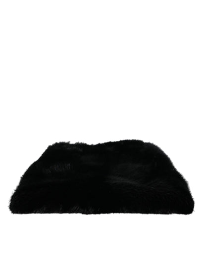 Dolce &amp; Gabbana – Umhängetasche mit silberner Kette und Kunstfell in Schwarz