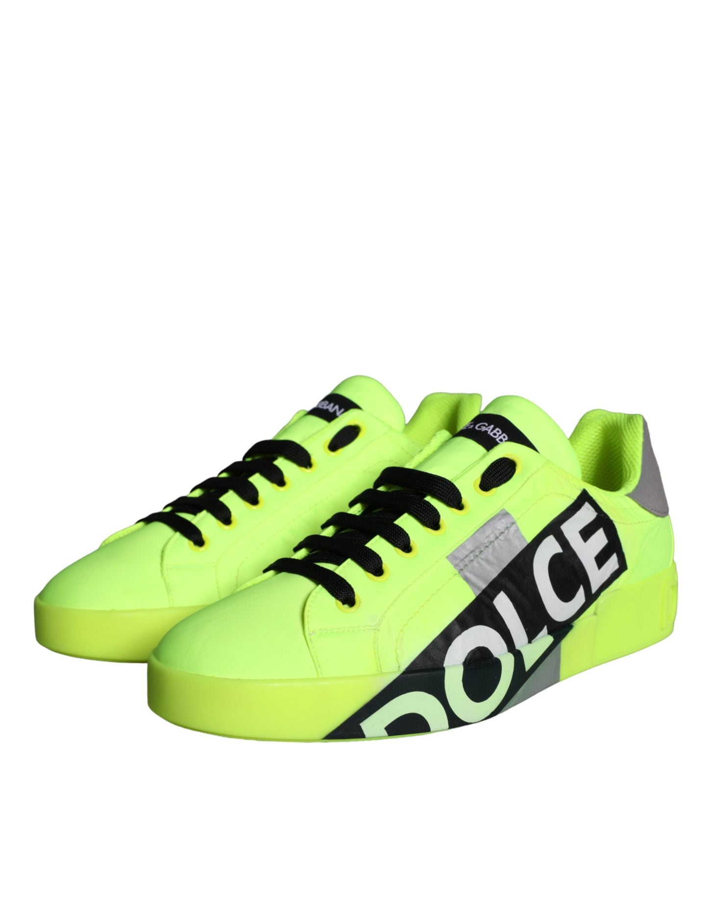 Dolce &amp; Gabbana Neongrünes Logoband Niedrige Sneakers Schuhe