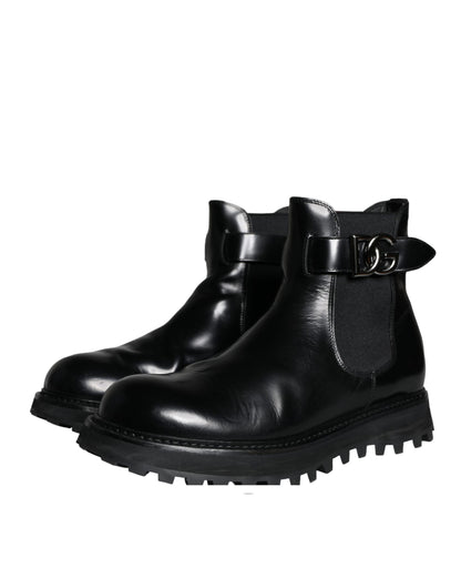 Dolce &amp; Gabbana – Chelsea-Stiefel mit schwarzem Gürtel und DG-Logo für Herren