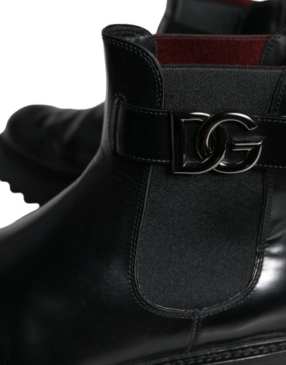 Dolce &amp; Gabbana – Chelsea-Stiefel mit schwarzem Gürtel und DG-Logo für Herren
