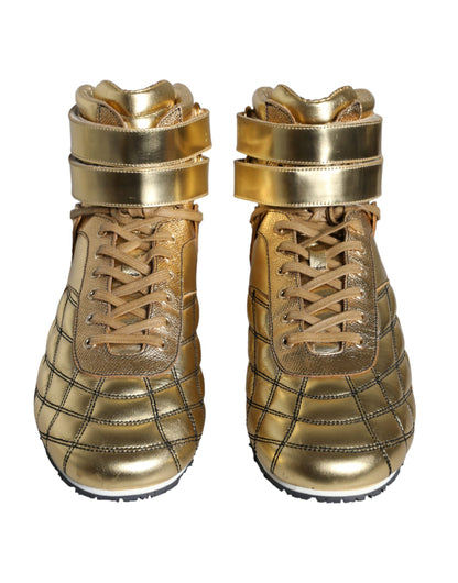 Dolce &amp; Gabbana Gold Leder Sartoria High Top Sneakers Schuhe