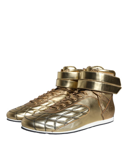 Dolce &amp; Gabbana Gold Leder Sartoria High Top Sneakers Schuhe