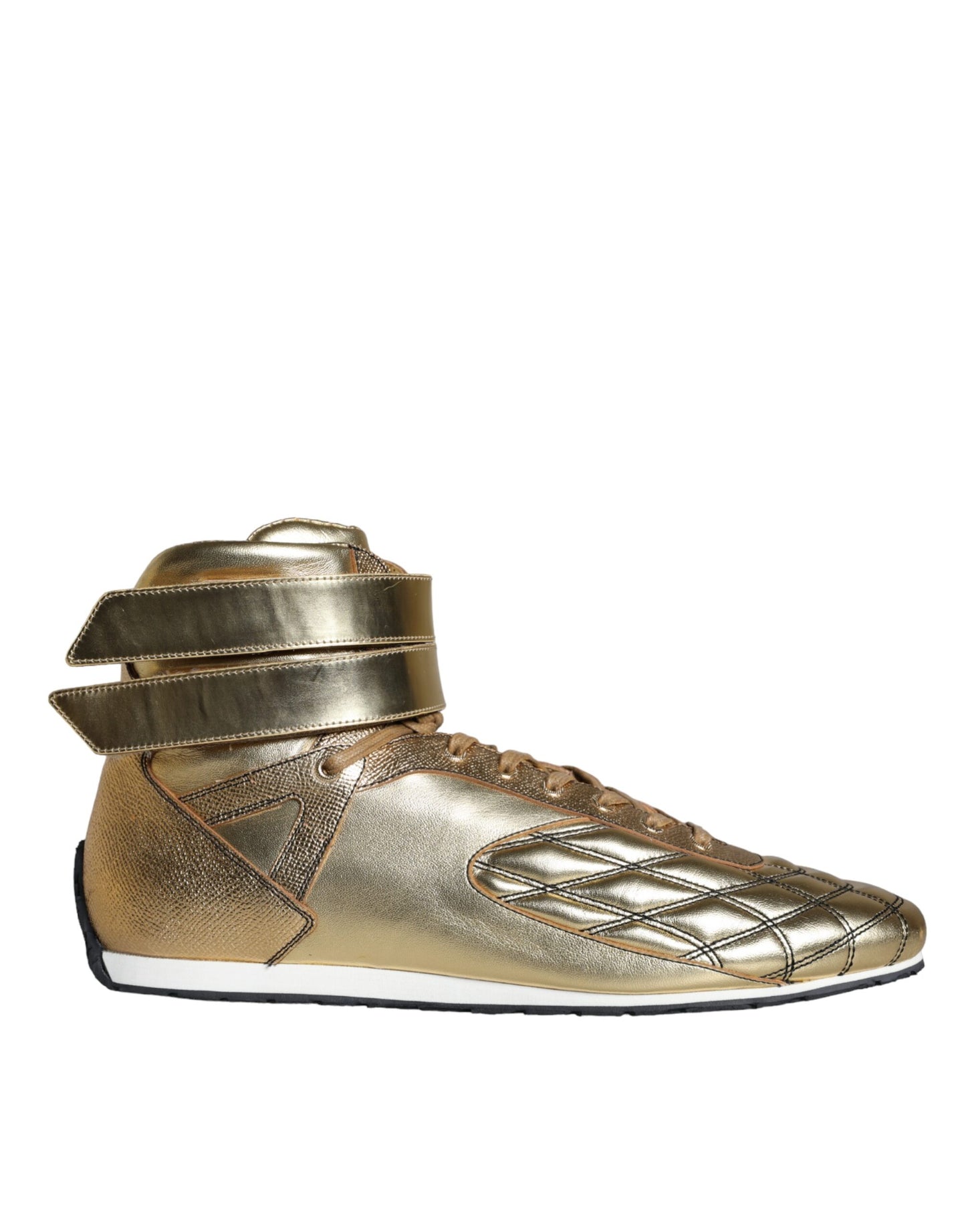 Dolce &amp; Gabbana Gold Leder Sartoria High Top Sneakers Schuhe