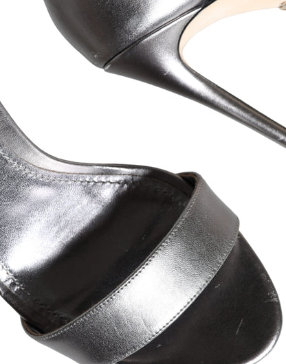 Dolce &amp; Gabbana Silber KEIRA Heels Knöchelriemen Sandalen Schuhe