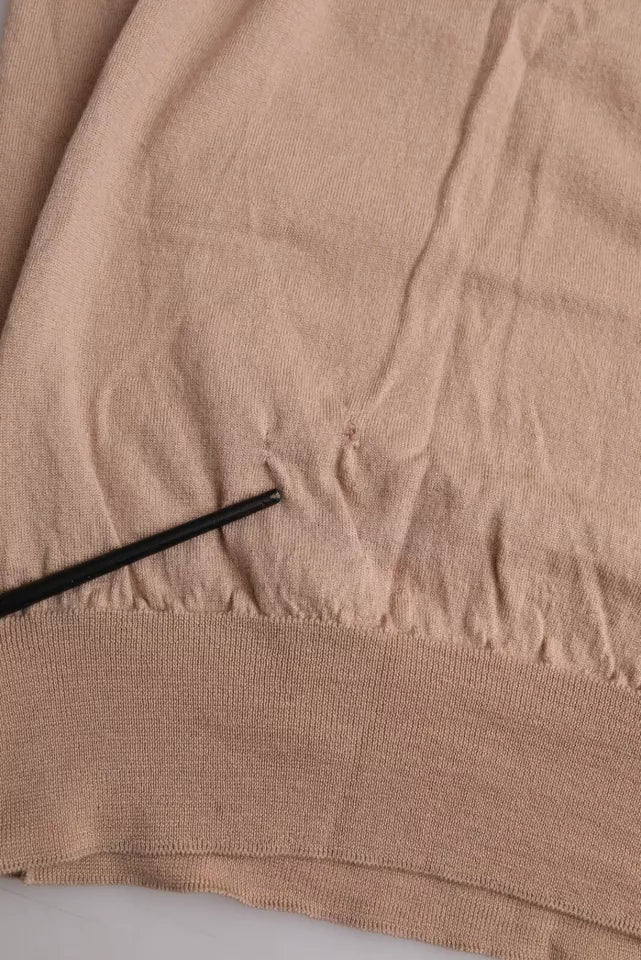 Dolce &amp; Gabbana – Blusentop aus brauner Wolle und schwarzer Spitze mit 3/4-Ärmeln