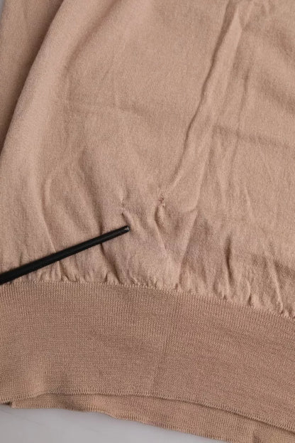 Dolce &amp; Gabbana – Blusentop aus brauner Wolle und schwarzer Spitze mit 3/4-Ärmeln