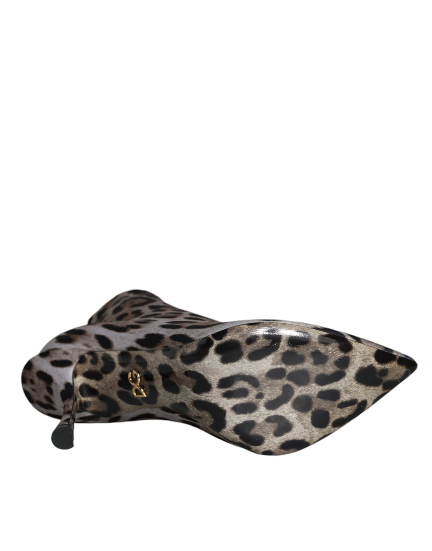 Dolce &amp; Gabbana Grau Leopard Stretch Heels Ankle Boots Schuhe