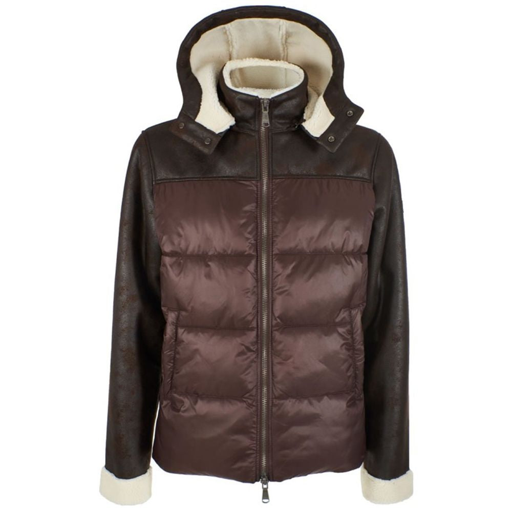 Yes Zee Herren Steppjacke aus braunem Nylon