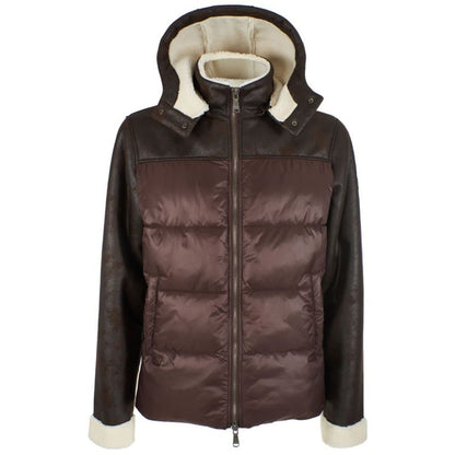 Yes Zee Herren Steppjacke aus braunem Nylon