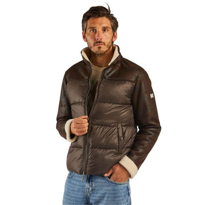 Yes Zee Herren Steppjacke aus braunem Nylon