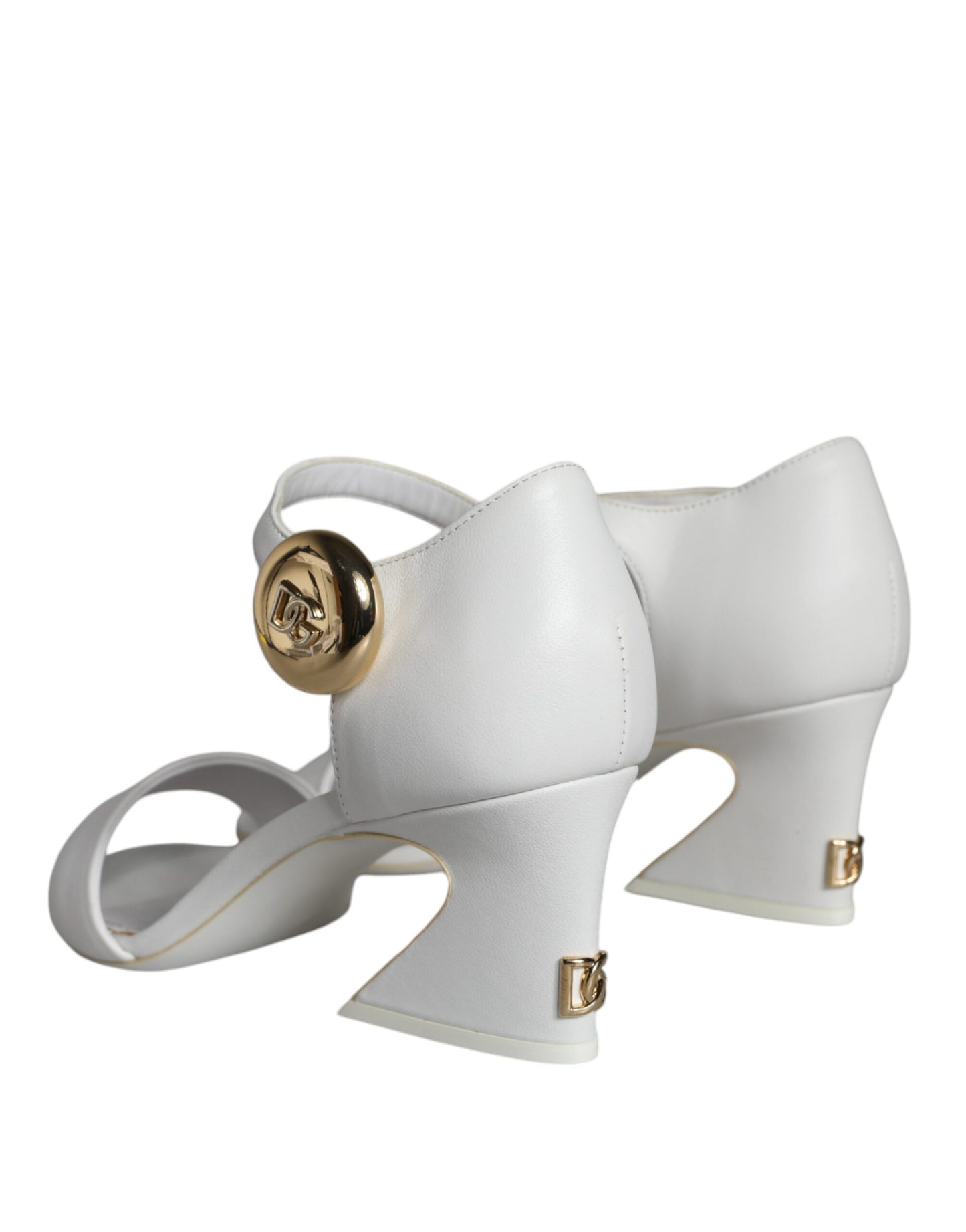 Dolce &amp; Gabbana Weiße Leder Heels Keira Sandalen Schuhe