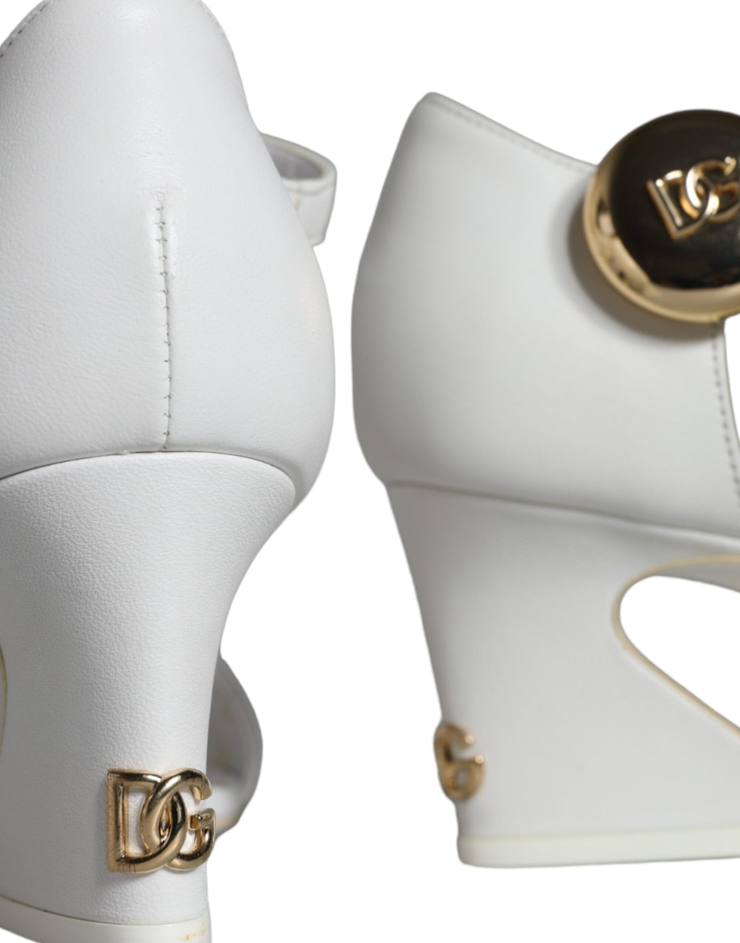 Dolce &amp; Gabbana Weiße Leder Heels Keira Sandalen Schuhe