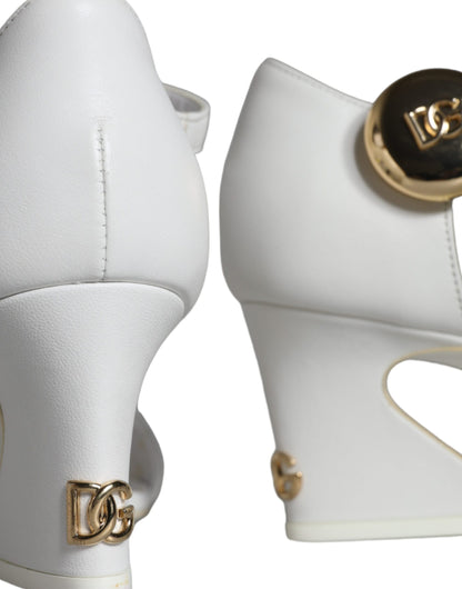 Dolce &amp; Gabbana Weiße Leder Heels Keira Sandalen Schuhe