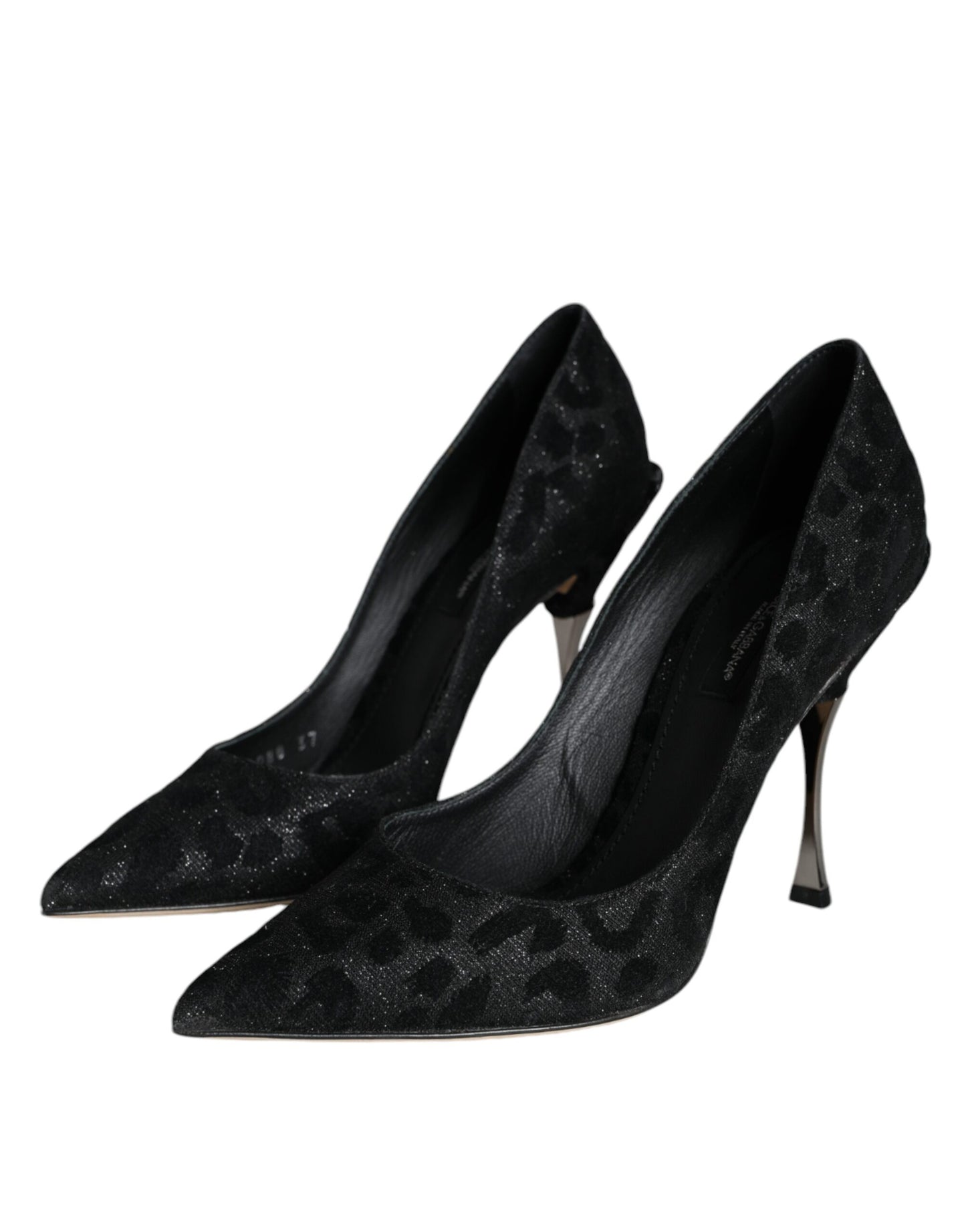 Dolce &amp; Gabbana Schwarze Pumps mit Leopardenmuster und Lurex-Absatz