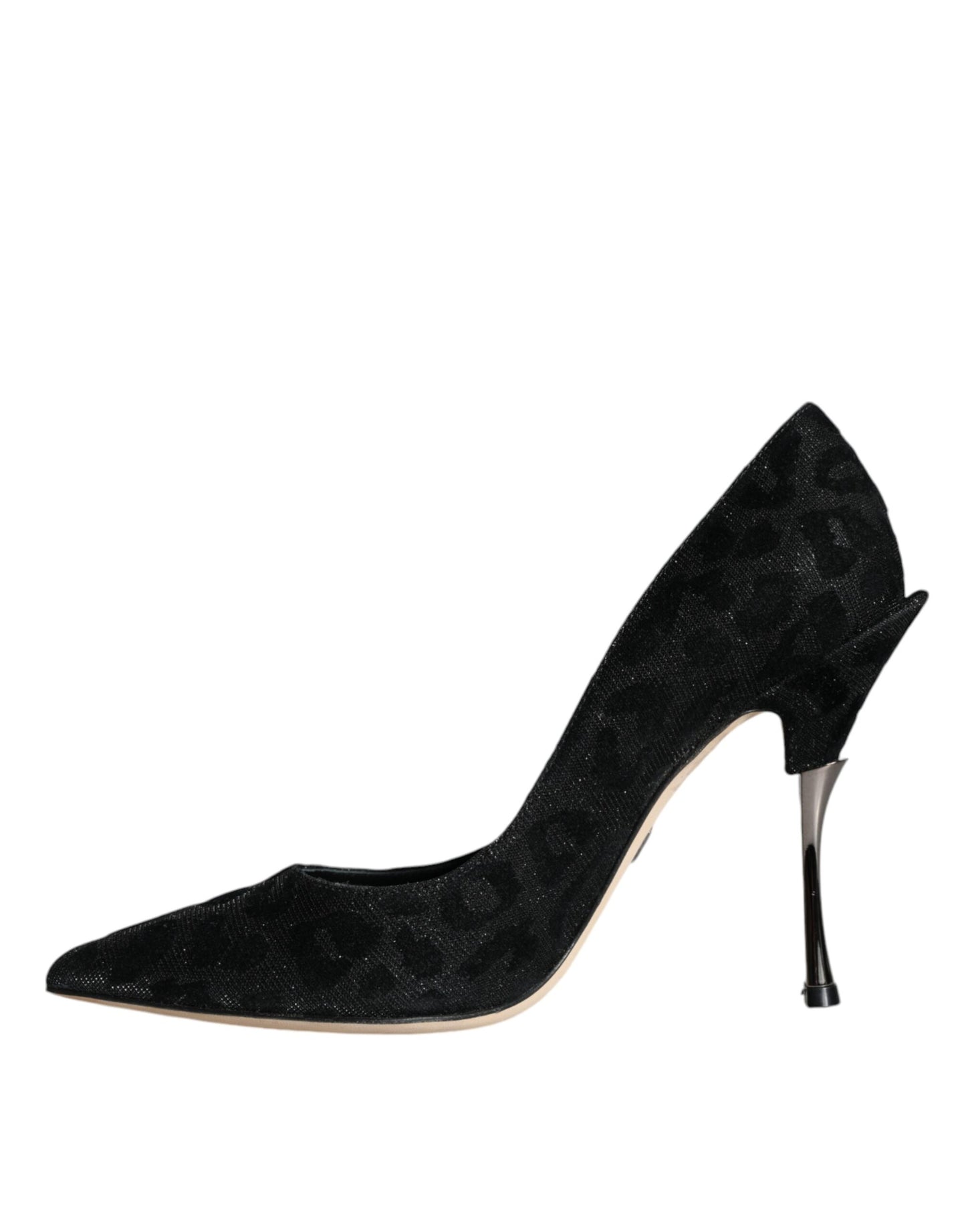 Dolce &amp; Gabbana Schwarze Pumps mit Leopardenmuster und Lurex-Absatz