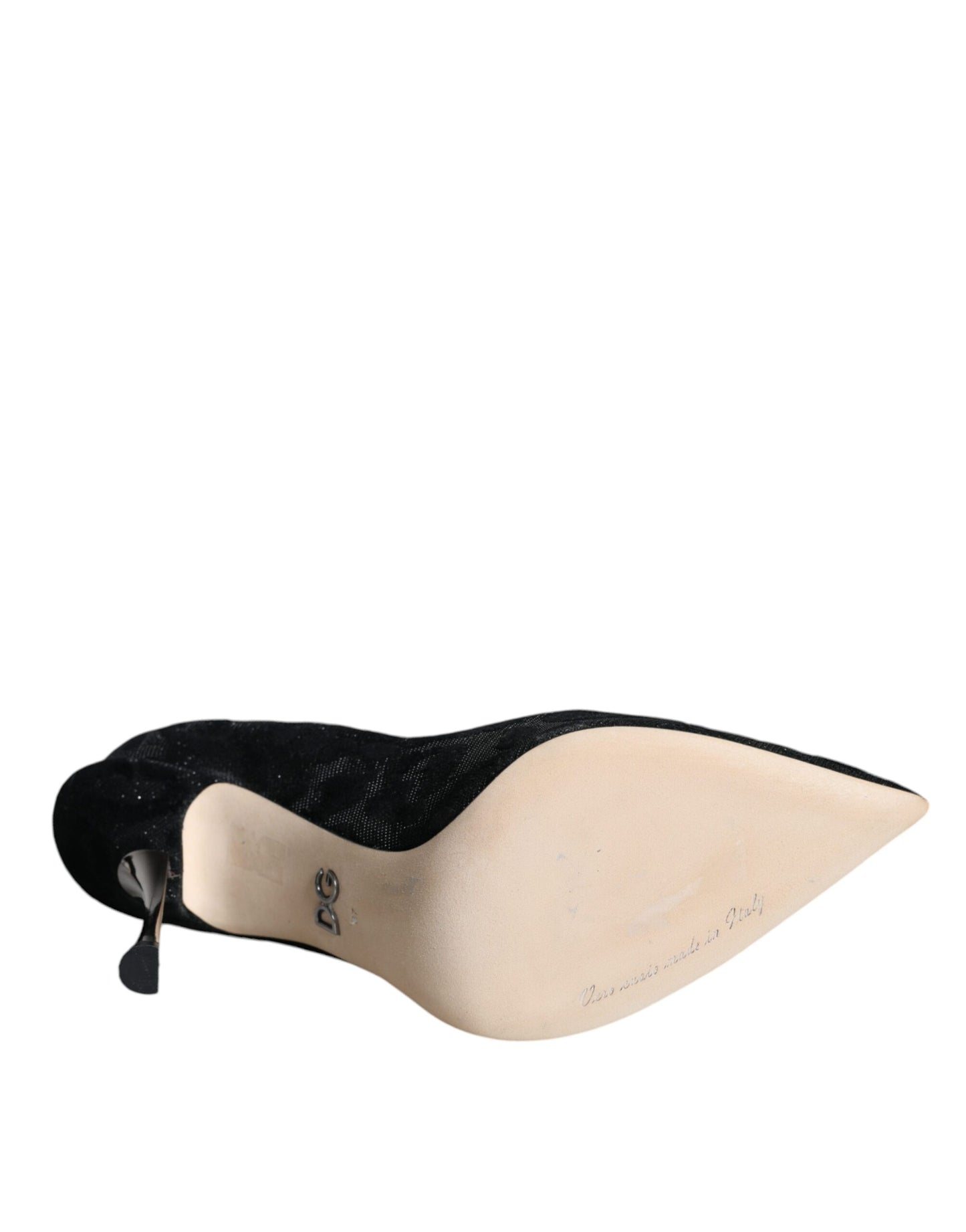 Dolce &amp; Gabbana Schwarze Pumps mit Leopardenmuster und Lurex-Absatz