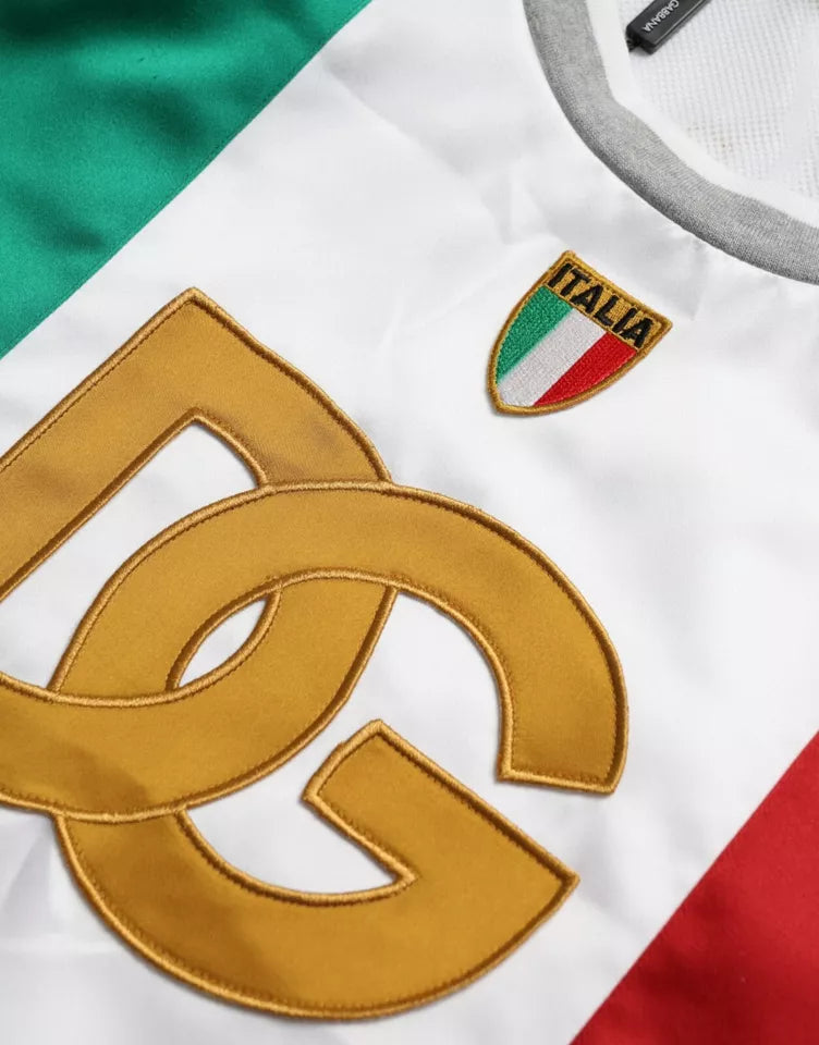 Dolce &amp; Gabbana Weiß-Grünes ärmelloses Top mit italienischer Flagge