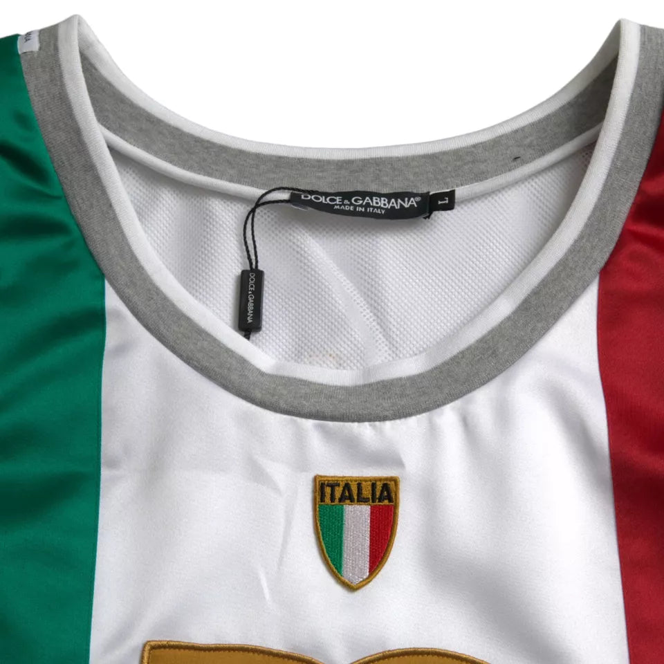 Dolce &amp; Gabbana Weiß-Grünes ärmelloses Top mit italienischer Flagge