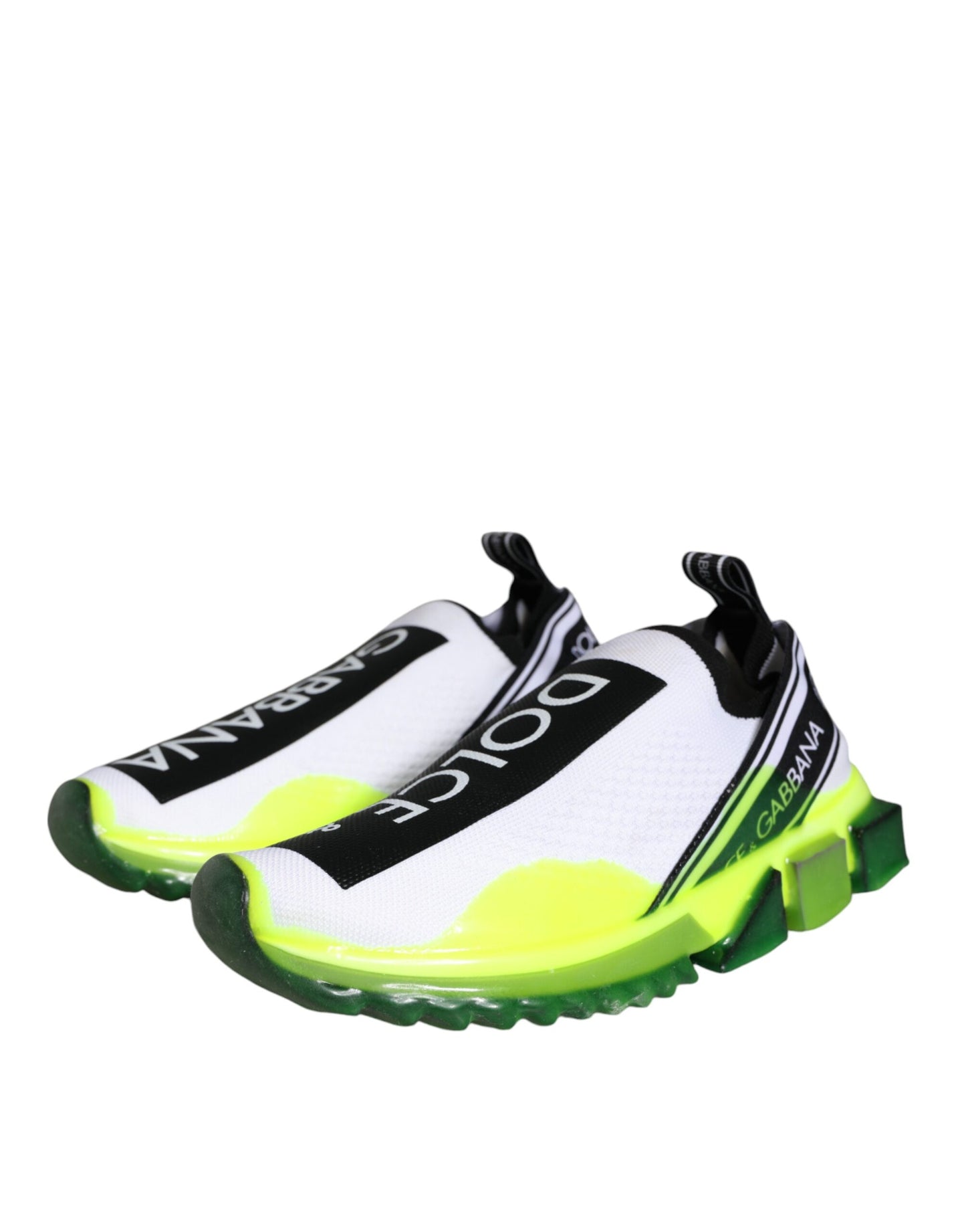 Dolce &amp; Gabbana Weiß Gelb Slip On Sorrento Sneakers Schuhe