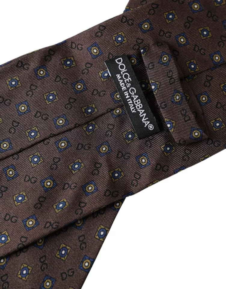 Dolce &amp; Gabbana – Verstellbare Herrenkrawatte aus brauner Seide mit Markenlogo