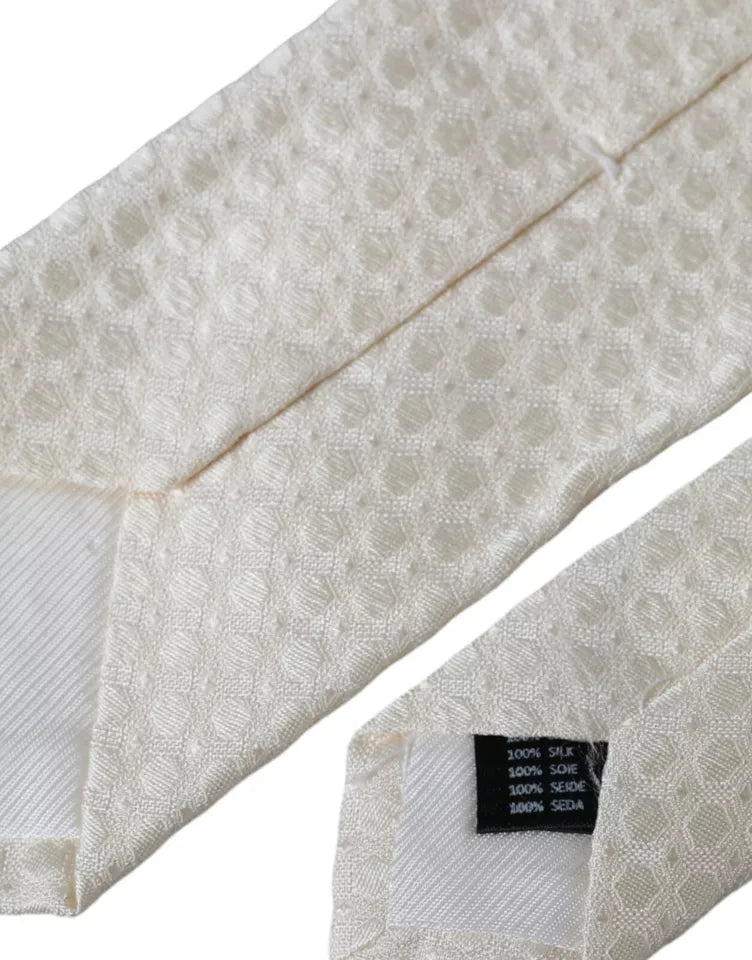 Dolce &amp; Gabbana – Verstellbare Seidenkrawatte in Off-White für Herren