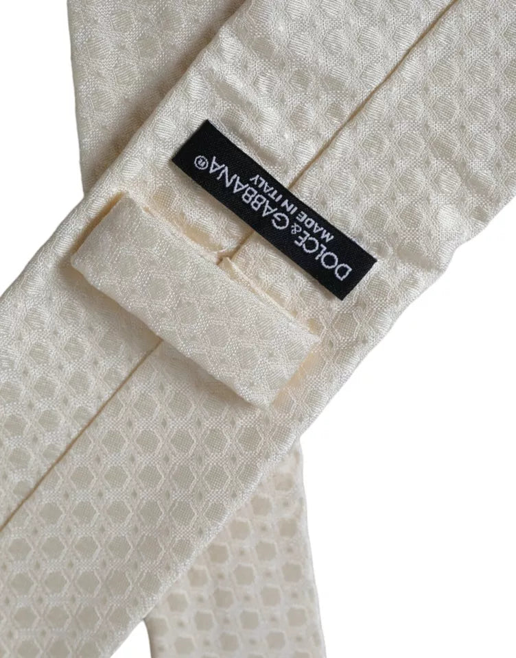 Dolce &amp; Gabbana – Verstellbare Seidenkrawatte in Off-White für Herren