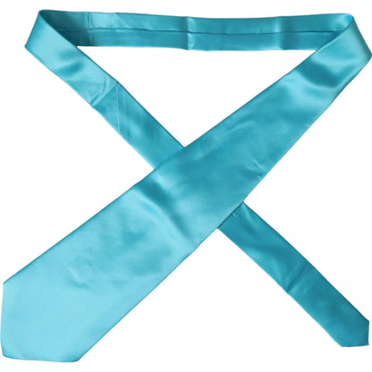 Dolce &amp; Gabbana Hellblaue Satin-Seidenkrawatte, breit, verstellbar