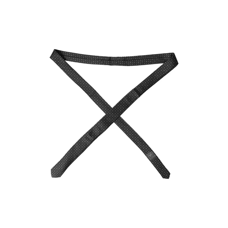 Dolce &amp; Gabbana – Verstellbare Herrenkrawatte aus schwarzer Seide mit Punkten