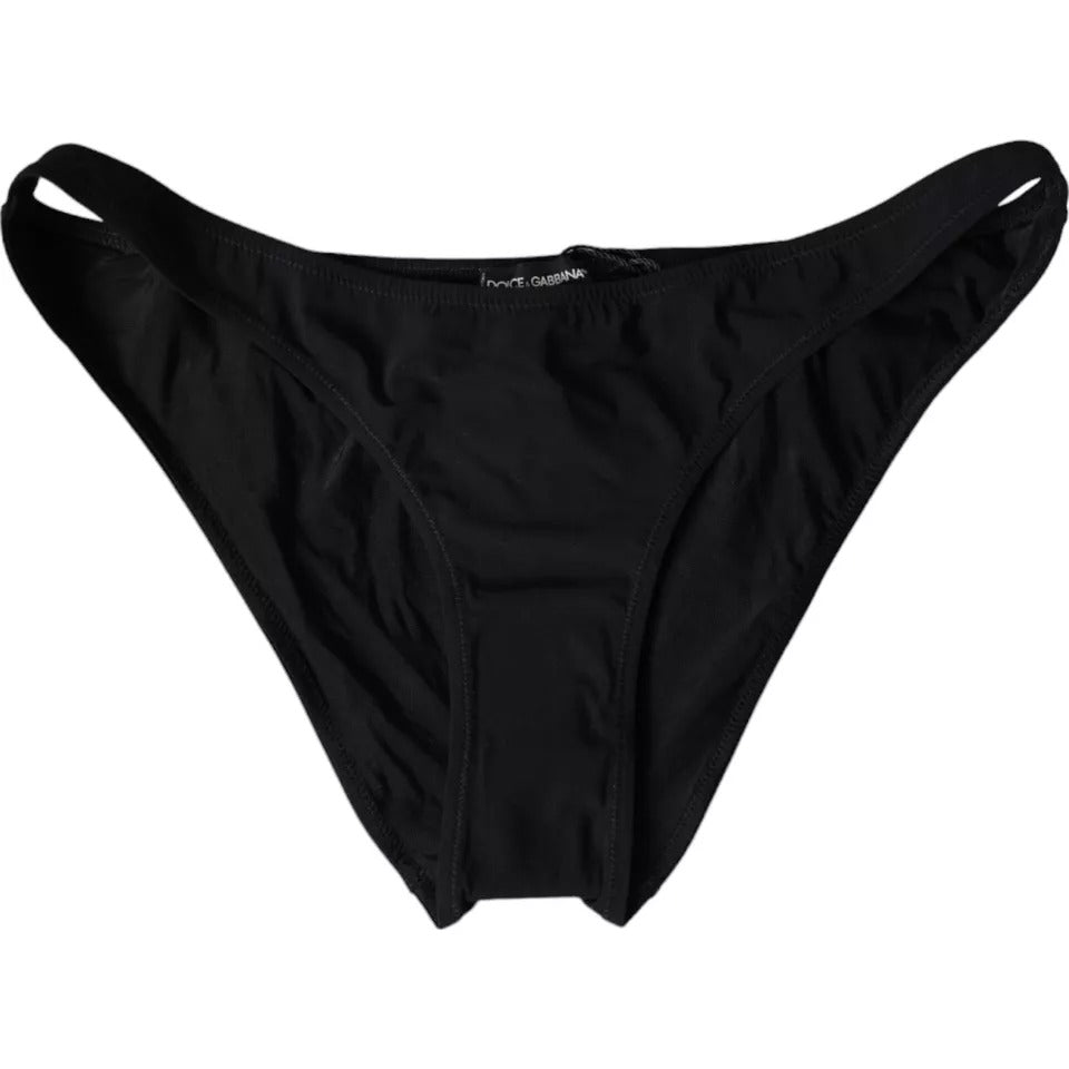 Dolce &amp; Gabbana Schwarzer Nylon-Badeanzug, Strandmode, Bikinihose