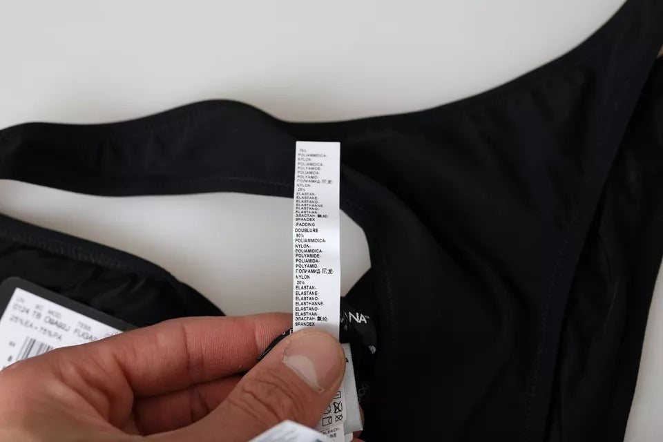 Dolce &amp; Gabbana Schwarzer Nylon-Badeanzug, Strandmode, Bikinihose