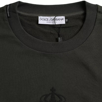 Dolce &amp; Gabbana Grüner Pullover mit Rundhalsausschnitt und Logo aus Baumwolle