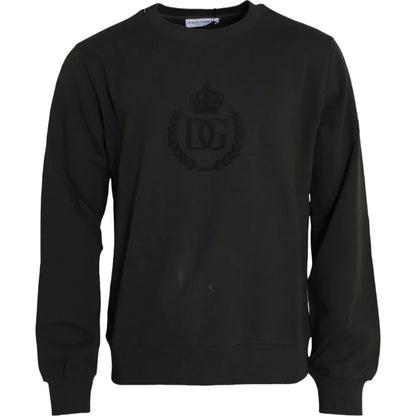 Dolce &amp; Gabbana Grüner Pullover mit Rundhalsausschnitt und Logo aus Baumwolle