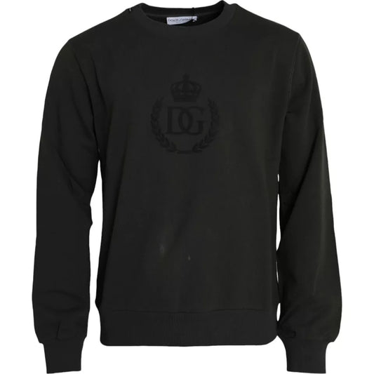 Dolce &amp; Gabbana Grüner Pullover mit Rundhalsausschnitt und Logo aus Baumwolle
