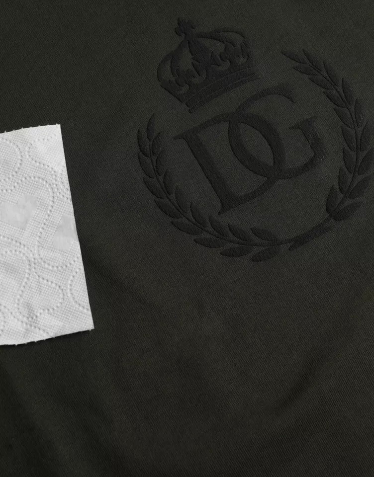 Dolce &amp; Gabbana Grüner Pullover mit Rundhalsausschnitt und Logo aus Baumwolle