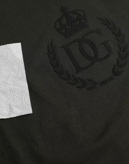 Dolce &amp; Gabbana Grüner Pullover mit Rundhalsausschnitt und Logo aus Baumwolle