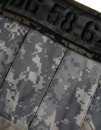 Dolce &amp; Gabbana Grüner Patchwork-Pullover mit Rundhalsausschnitt und Herz