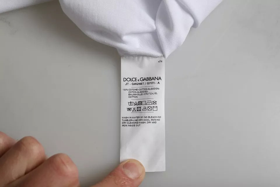 Dolce &amp; Gabbana – Weißes T-Shirt mit Rundhalsausschnitt und Camouflage-Sternen