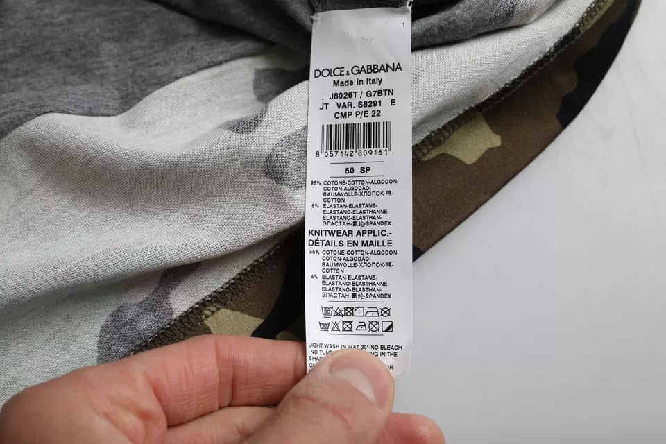 Dolce &amp; Gabbana Mehrfarbiges Camouflage-T-Shirt aus Baumwolle mit Rundhalsausschnitt für Herren