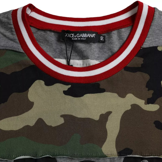 Dolce &amp; Gabbana Mehrfarbiges Camouflage-T-Shirt aus Baumwolle mit Rundhalsausschnitt für Herren